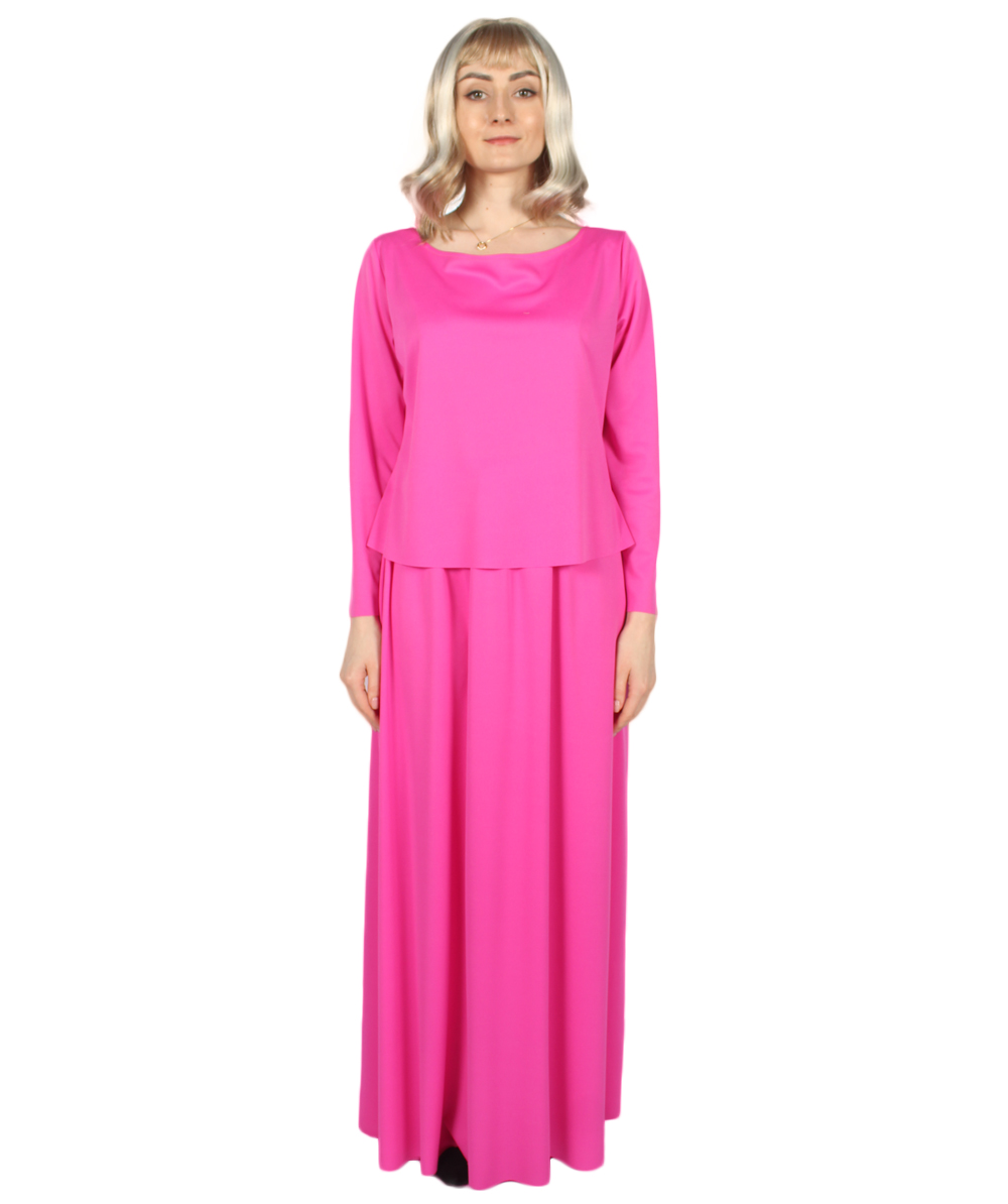 女性用 JCP-066_8 のシンプルなフクシャのドレス ハンドメイドコスプレ衣装とバッグ ボンネット付き