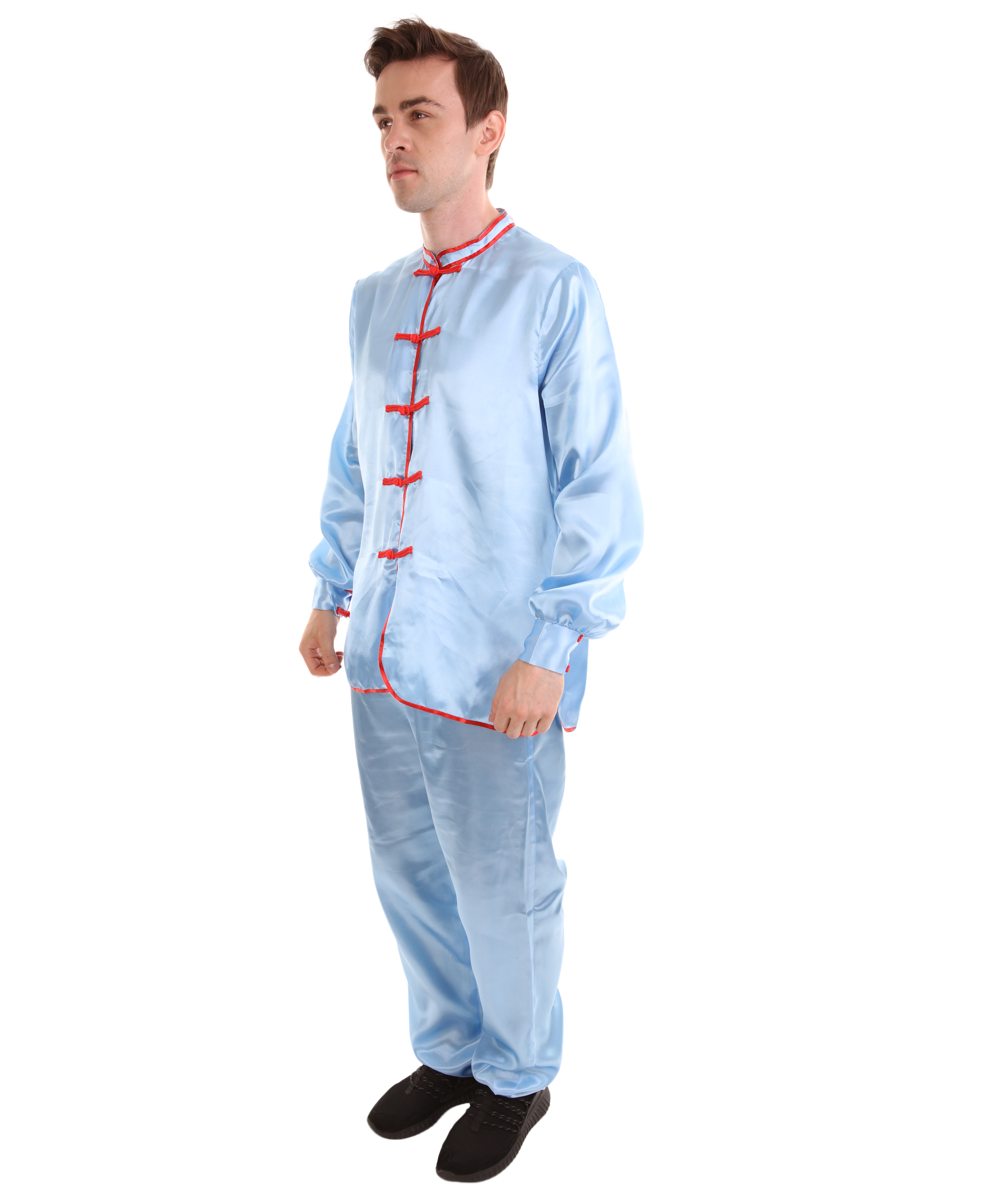 大人用メンズ JCO-269_2 中国の伝統的なカンフー ライトブルーサテン 制服 コスプレ衣装