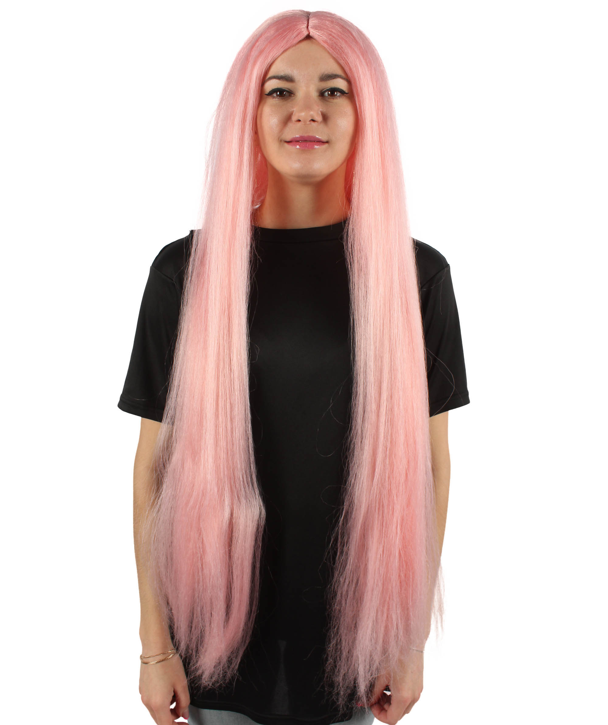 女性 36インチ 超長いウィッグ ピンク H-5379_2 バングなし コスプレ衣装の髪ウィッグ